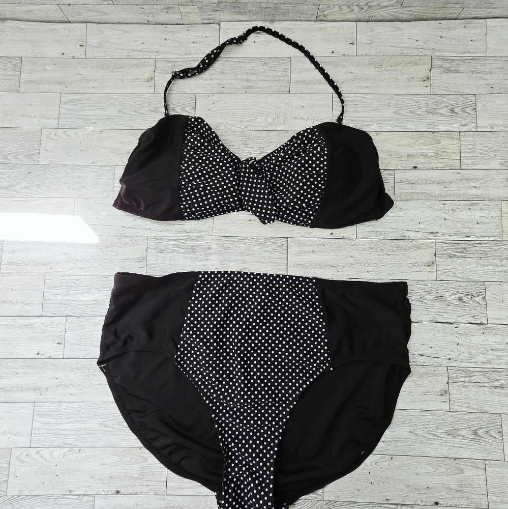 Marilyn Monroe High Waisted Pin-Up Polka Dot Bikini Women's Size Large - Picture 4 of 9